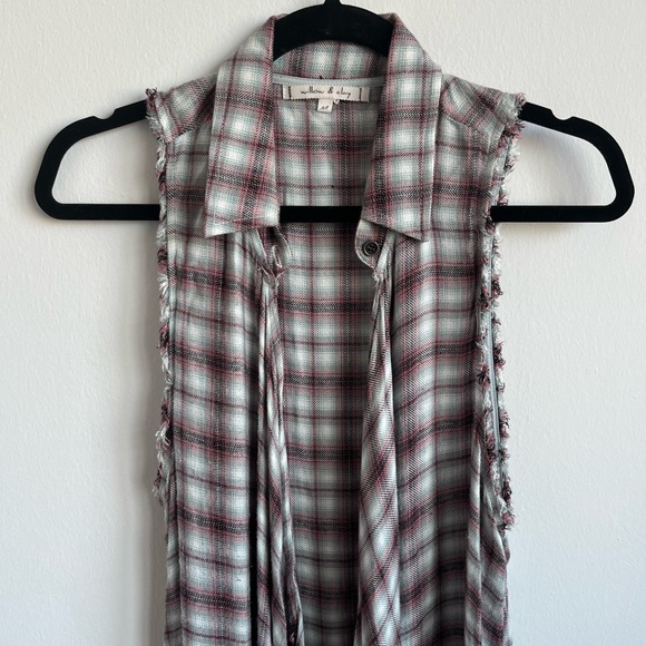 Anthropologie Willow & Clay Plaid Sleeveless Fringe Vest - Picture 15 of 15